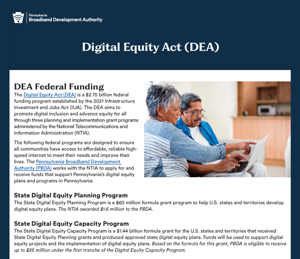 Digital Equity (DE) Act - Pennsylvania Broadband Development Authority